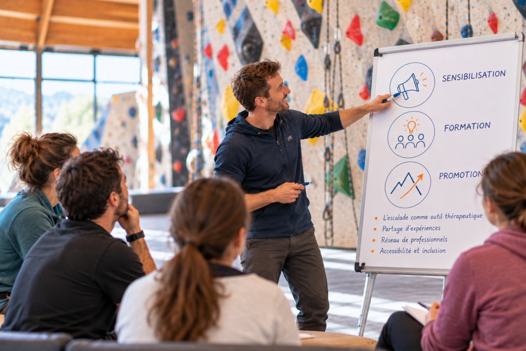 Séance de formation à l'escalade thérapeutique
